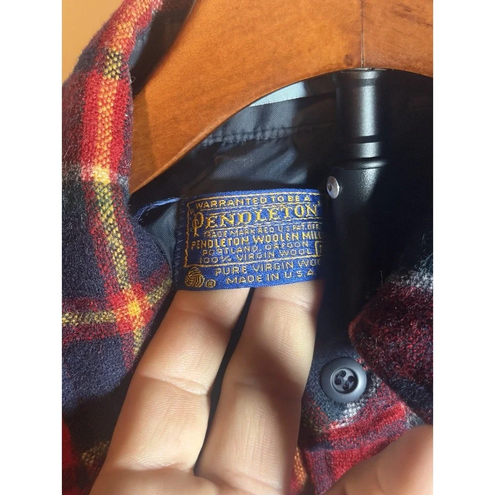 Vtg Pendleton Wool Flannel Board Shirt Medium Made In USA Outdoors Man